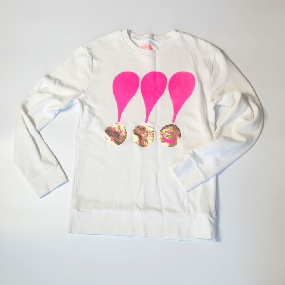 Crewcuts Everyday Girls Tween cozy white grahic pop color sweatshirt